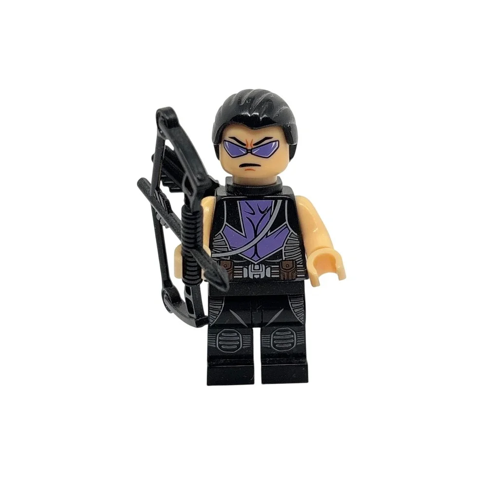 LEGO Marvel Super Heroes Hawkeye Minifigure sh084 Black Purple Suit with Bow